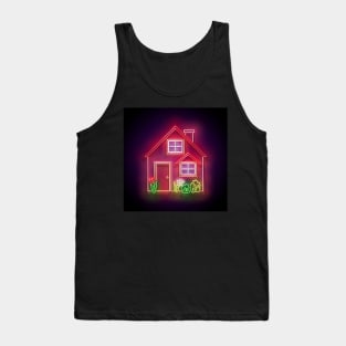 House, Red Roof and Flowerbed Tank Top